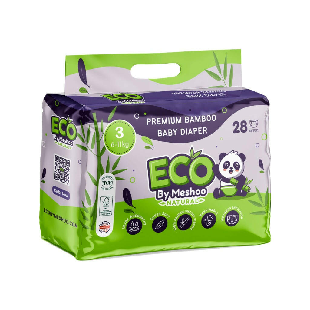 Premium Bamboo Diaper Size 3 (6-11 kg) 28 pcs - Eco