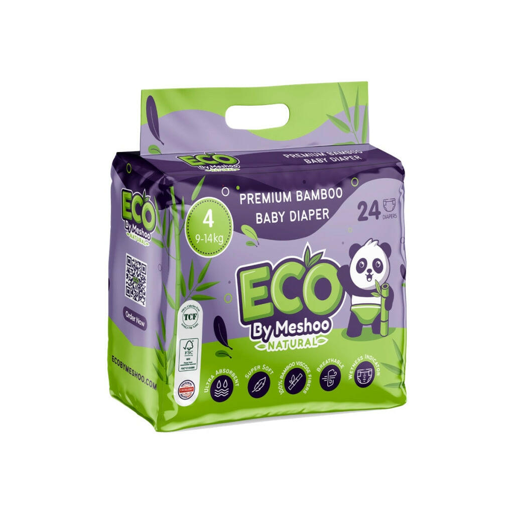 Premium Bamboo Diaper Size 4 (9-14 kg) 24 pcs - Eco